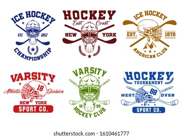 stock vector retro hockey logo set. sports logo collection illustration
