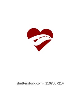 stock vector road heart shape logo design template