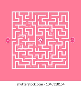 stock vector round labyrinth maze, game find your path to heart concept of love