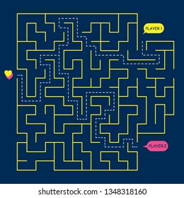 stock vector round labyrinth maze, game find your path to heart concept of love