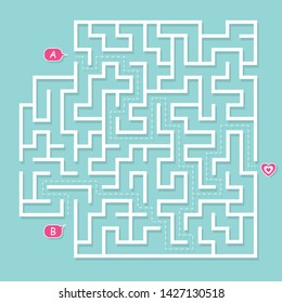 stock vector round labyrinth maze, game find your path to heart concept of love