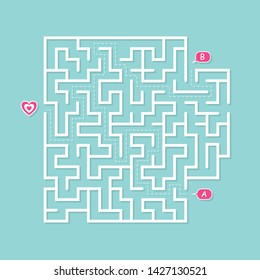 stock vector round labyrinth maze, game find your path to heart concept of love