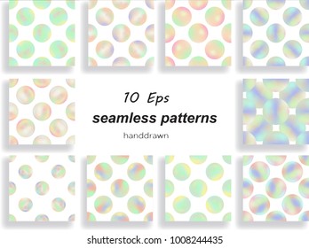 stock vector round pale seamless pattern set