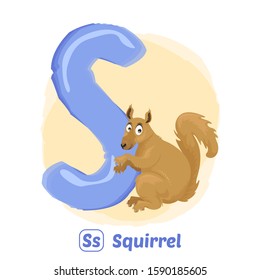 stock vector of S for squirrel. alphabet animal for education