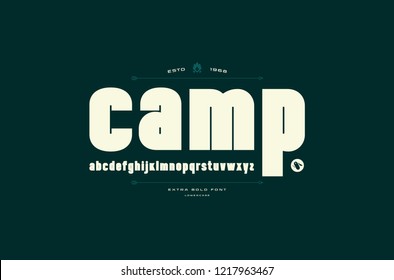 Stock vector sans serif font, alphabet, typography. Extra bold face. Lowercase letters for logo and emblem design