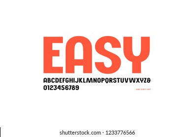 Stock vector sans serif font, alphabet, typography. Letters and numbers for logo and headline design. Isolated on white background