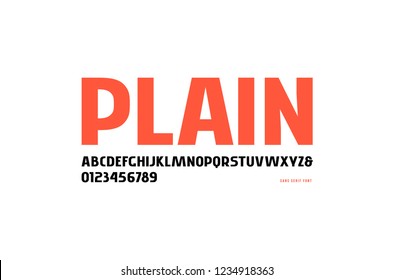 Stock vector sans serif font, alphabet, typography. Letters and numbers for logo and headline design. Isolated on white background