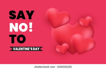 stock vector say no to valentines day emblem no love red background