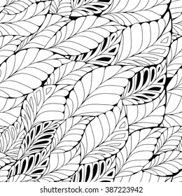 stock vector seamless doodle black and white floral pattern. orient. abstract background