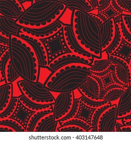 stock vector seamless doodle black and white floral pattern. orient. abstract background