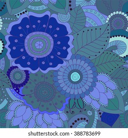 stock vector seamless doodle  floral pattern. orient. abstract background
