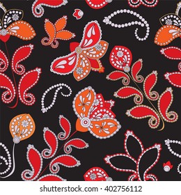 stock vector seamless doodle  floral pattern. orient. abstract background