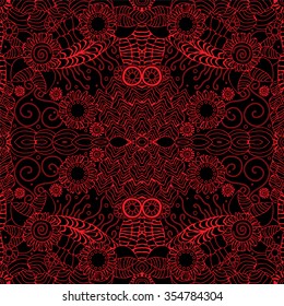 stock vector seamless doodle red wave pattern.