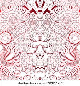 stock vector seamless floral black and white doodle pattern. 
