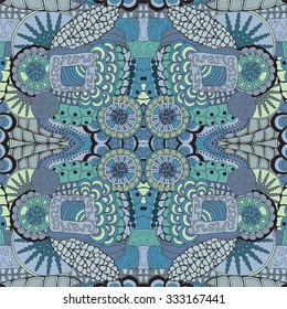 stock vector seamless floral colorful doodle pattern. 