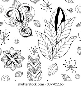 stock vector seamless floral  doodle  pattern.