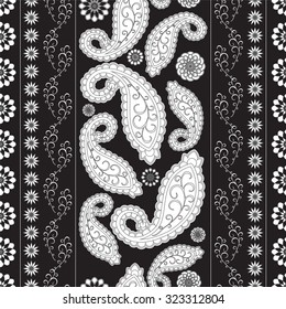 stock vector seamless floral oriental doodle pattern. border