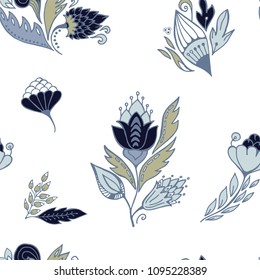 stock vector seamless flower, doodle pattern. abstract art background