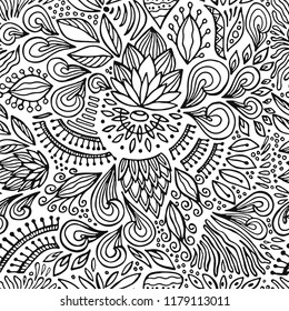 stock vector seamless flower, doodle pattern. abstract art background