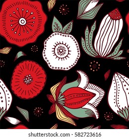 stock vector seamless flower, doodle pattern. abstract art background
