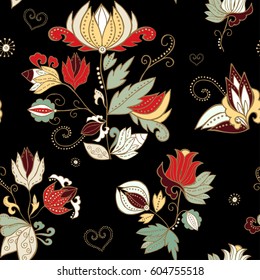 stock vector seamless flower, doodle pattern. abstract art background
