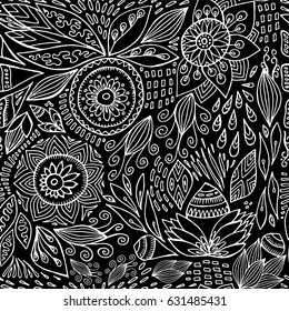 stock vector seamless flower, doodle pattern. abstract art background