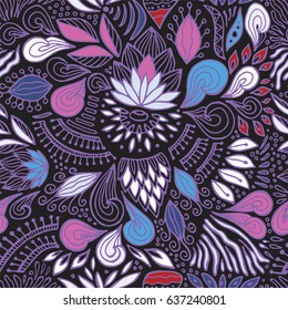 stock vector seamless flower, doodle pattern. abstract art background