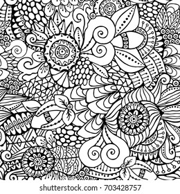 stock vector seamless flower, doodle pattern. abstract art background