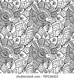 stock vector seamless flower, doodle pattern. abstract art background