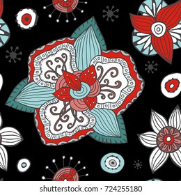 stock vector seamless flower, doodle pattern. abstract art background