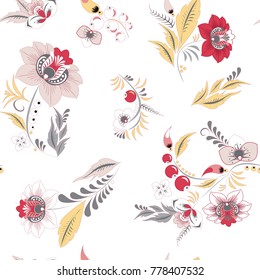 stock vector seamless flower, doodle pattern. abstract art background