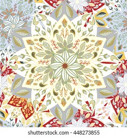 stock vector seamless mandala pattern for printing on paper, fabric. Indian, arabic, orental ornament