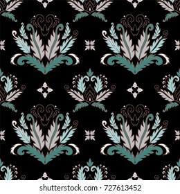 stock vector seamless orient flower, doodle pattern. abstract art background