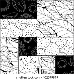 stock vector seamless patchwork pattern. oriental or russian floral design