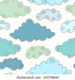 Stock vector seamless pattern with colorful clouds.