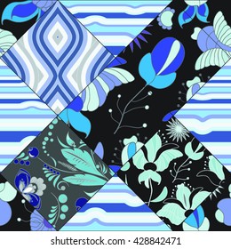Stock vector seamless pattern. oriental, indian, russian floral design. background