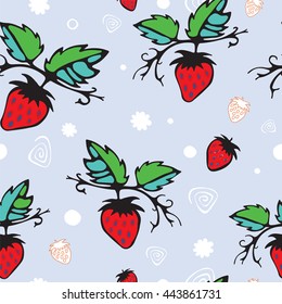 stock vector seamless pattern with strawberry. summer design