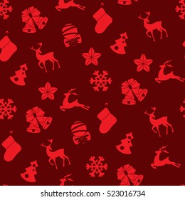 Stock vector seamless of winter and Christmas objects