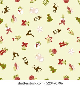 Stock vector seamless of winter and Christmas objects