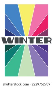 Stock vector seasonal color analysis palettes for winter type of appearance. Color guide with best colors for winter 