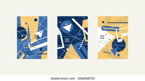 Stock vector set of abstract brochure template covers in suprematism style