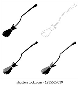 Stock vector set black silhouettes magic witch broom