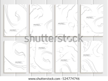 Stock vector set of brochures in abstract style. Design business templates with round, uneven light shapes on white backgrounds for printed materials, elements, web sites, cards, covers, wallpaper