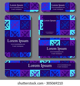 stock vector set of business card. decorative ornament. doodle design