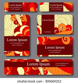 stock vector set of business card. decorative ornament. doodle design