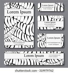 stock vector set of business card. decorative ornament. template doodle design