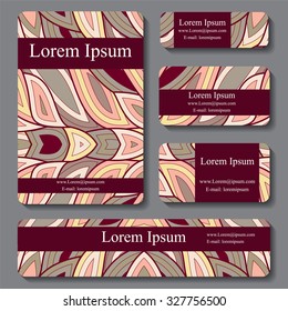 stock vector set of business card. decorative ornament. doodle design
