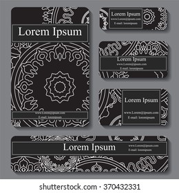 stock vector set of business card. decorative ornament. doodle design