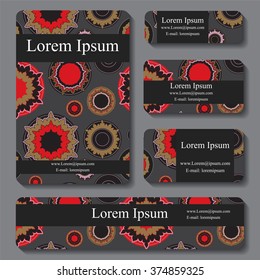 stock vector set of business card. decorative ornament. doodle design