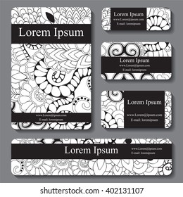 stock vector set of business card. decorative ornament. doodle design